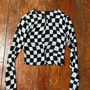 Forever 21 Black and White Checkered Sheer Shirt